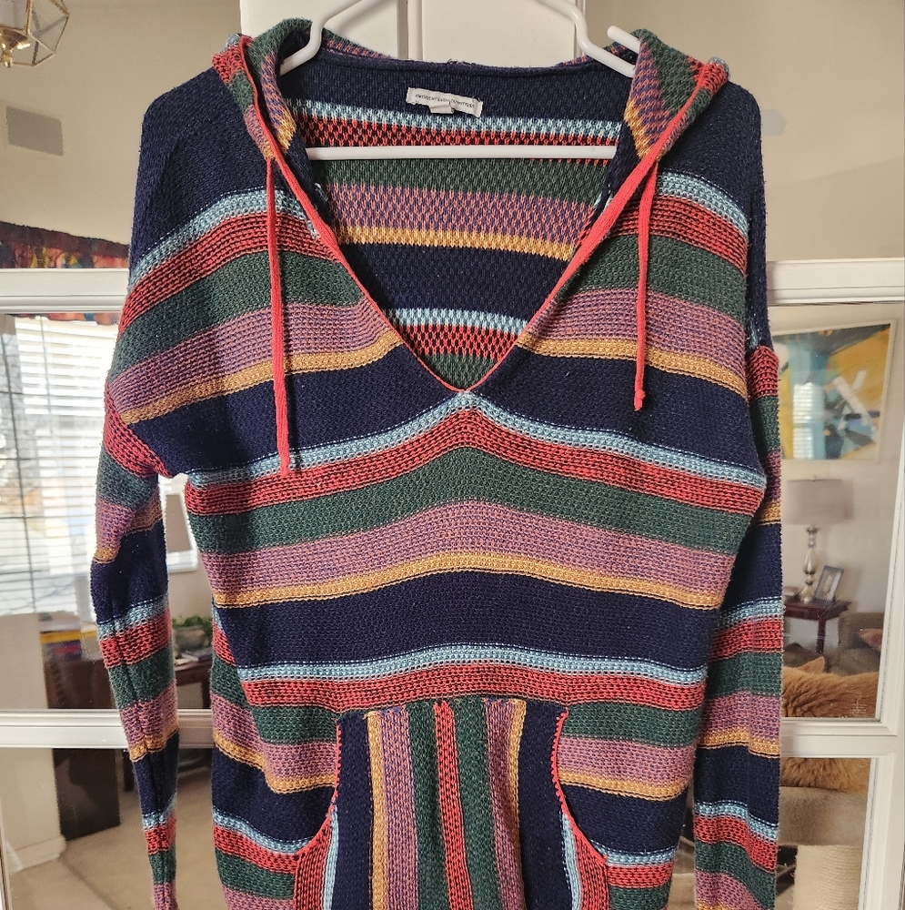 Colorful Striped Knit Hoodie